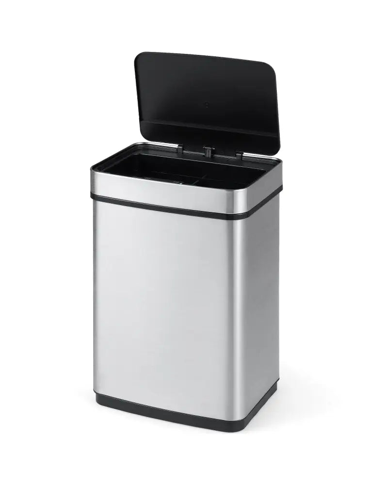 16 Gallon Trash Can Infrared Motion Sensor Garbage Can with Dual Compartments-Silver - Silver - Kitchen Trash Cans