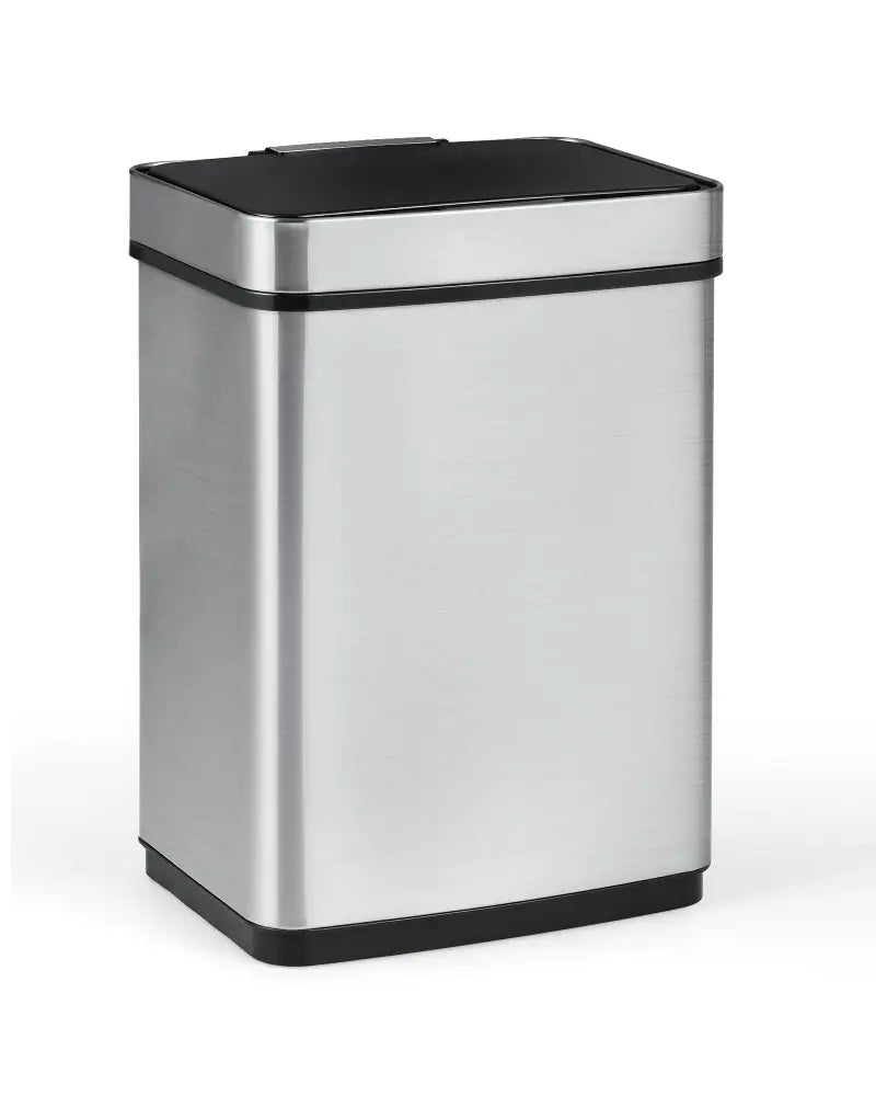 16 Gallon Trash Can Infrared Motion Sensor Garbage Can with Dual Compartments-Silver - Silver - Kitchen Trash Cans