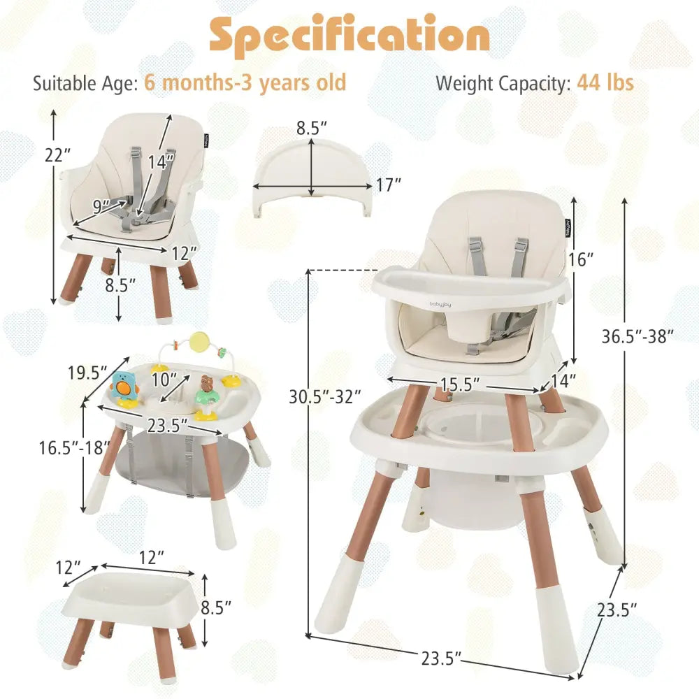 16-in-1 Baby High Chair with Activity Center and Booster Seat for Babies and Toddlers-White - White - High Chairs