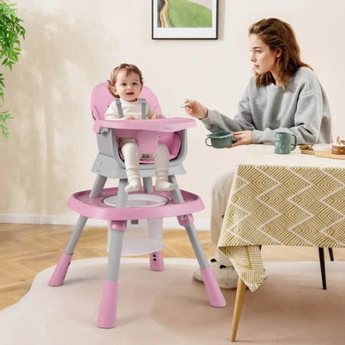 16-in-1 Baby High Chair with Activity Center and Booster Seat for Babies and Toddlers-Pink - Pink - High Chairs