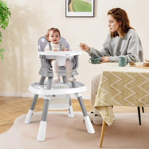 16-in-1 Baby High Chair with Activity Center and Booster Seat for Babies and Toddlers-Grey - Gray - High Chairs