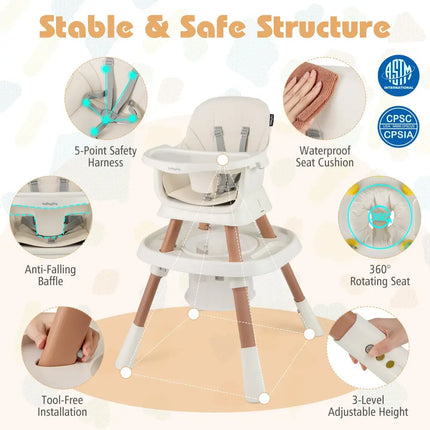 16-in-1 Baby High Chair with Activity Center and Booster Seat for Babies and Toddlers-White - White - High Chairs