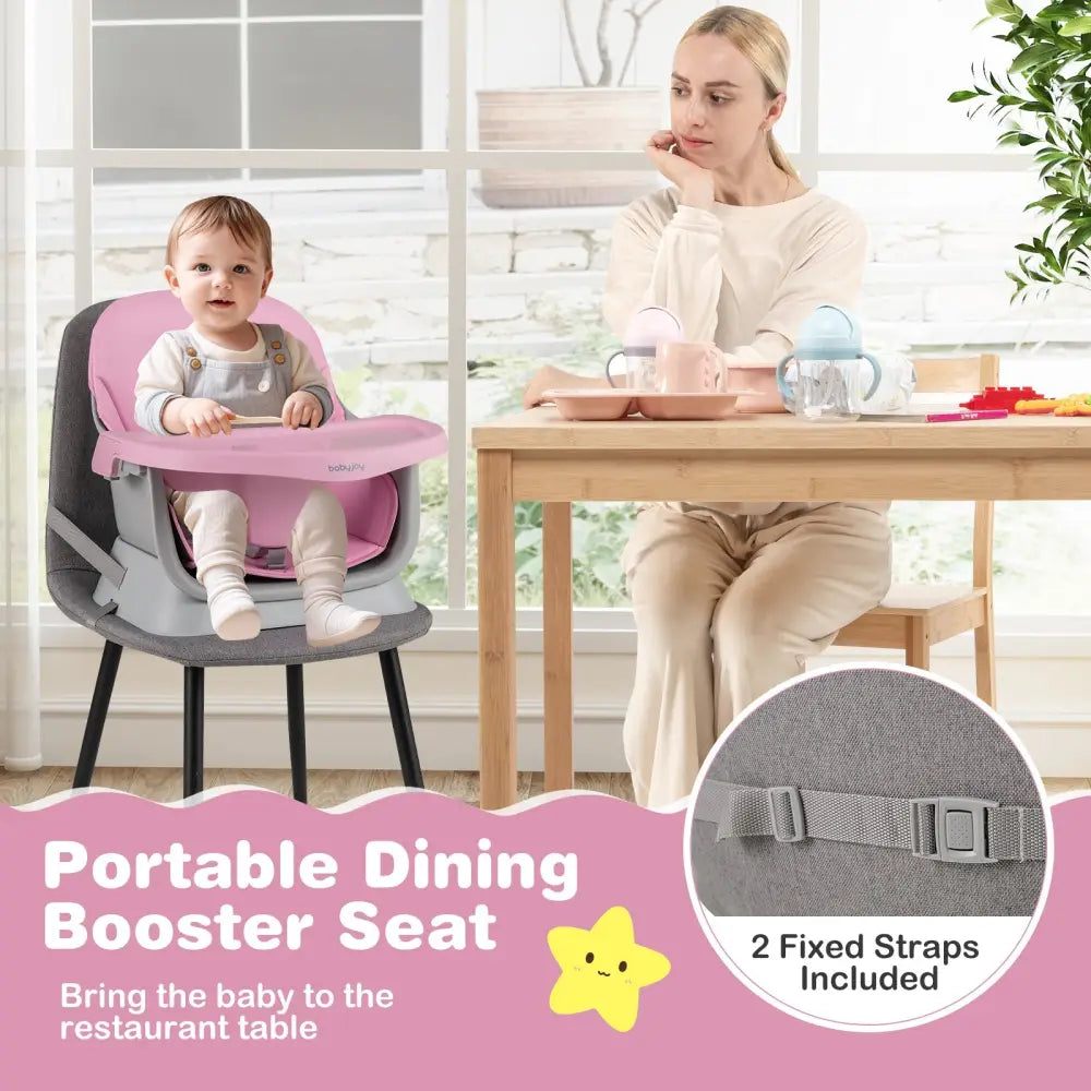 16-in-1 Baby High Chair with Activity Center and Booster Seat for Babies and Toddlers-Pink - Pink - High Chairs