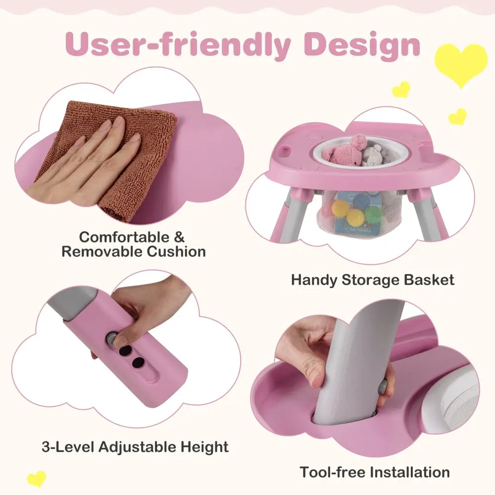 16-in-1 Baby High Chair with Activity Center and Booster Seat for Babies and Toddlers-Pink - Pink - High Chairs