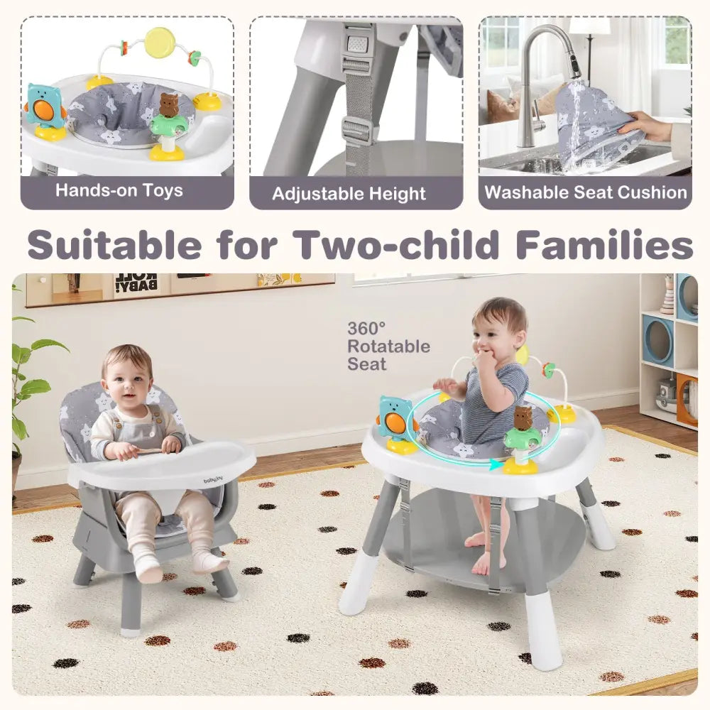 16-in-1 Baby High Chair with Activity Center and Booster Seat for Babies and Toddlers-Grey - Gray - High Chairs