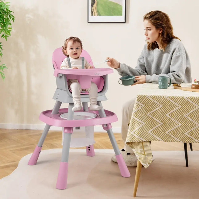 16-in-1 Baby High Chair with Activity Center and Booster Seat for Babies and Toddlers-Pink - Pink - High Chairs