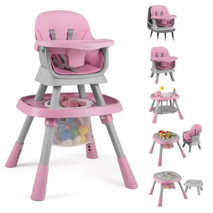 16-in-1 Baby High Chair with Activity Center and Booster Seat for Babies and Toddlers-Pink - Pink - High Chairs