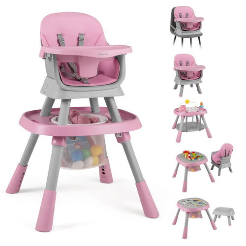 16-in-1 Baby High Chair with Activity Center and Booster Seat for Babies and Toddlers-Pink - Pink - High Chairs