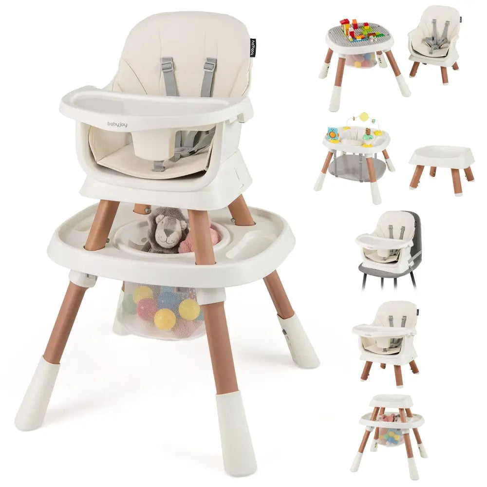16-in-1 Baby High Chair with Activity Center and Booster Seat for Babies and Toddlers-White - White - High Chairs