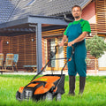 16-Inch Electric Lawn Dethatcher and Scarifier with Collection Bag-Orange - Orange - Lawn Care Tools
