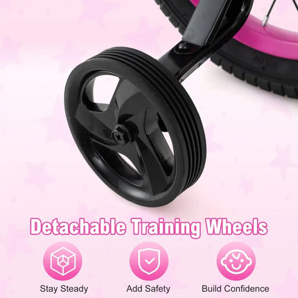 16 Inch Kids Bike Adjustable Bicycle with Front Basket for Children Aged 4 - 7 Years Old - Oasis Home Essentials