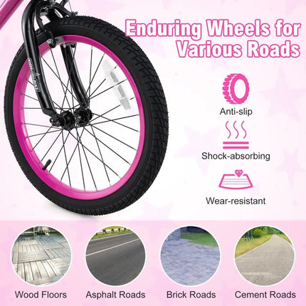 16 Inch Kids Bike Adjustable Bicycle with Front Basket for Children Aged 4 - 7 Years Old - Oasis Home Essentials