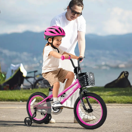 16 Inch Kids Bike Adjustable Bicycle with Front Basket for Children Aged 4-7 Years Old - Pink - Kids Bike