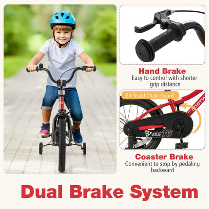 16 Inch Kids Bike Adjustable Bicycle with Reflectors and Bell for 4 - 7 Years Old - Oasis Home Essentials