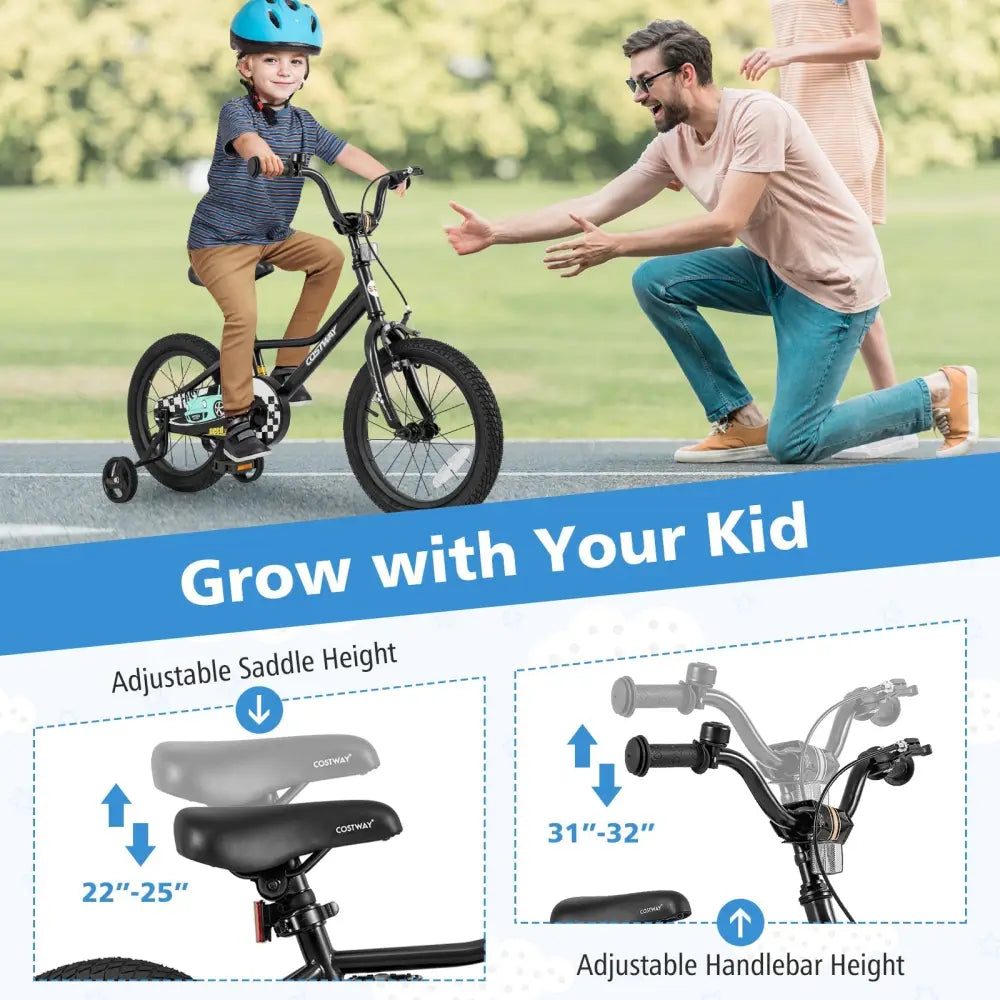 16 Inch Kids Bike Adjustable for 4 - 7 Years Old with Low - Step Frame - Oasis Home Essentials
