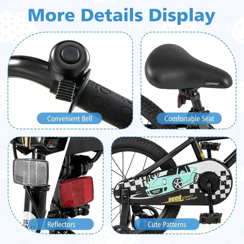 16 Inch Kids Bike Adjustable for 4 - 7 Years Old with Low - Step Frame - Oasis Home Essentials