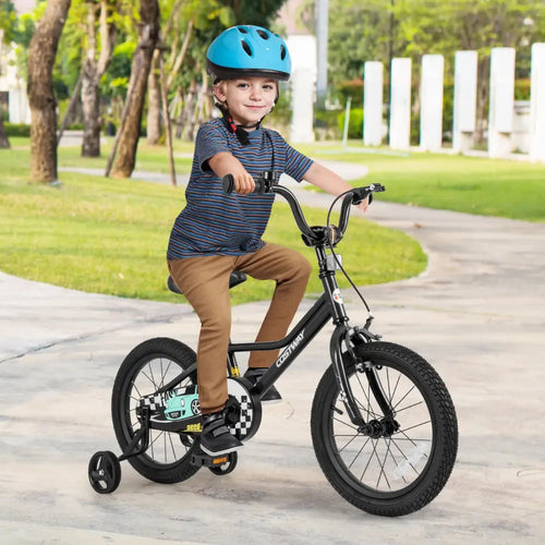 16 Inch Kids Bike Adjustable for 4-7 Years Old with Low-Step Frame - Black - Kids Bike