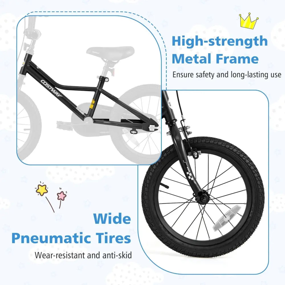16 Inch Kids Bike Adjustable for 4 - 7 Years Old with Low - Step Frame - Oasis Home Essentials