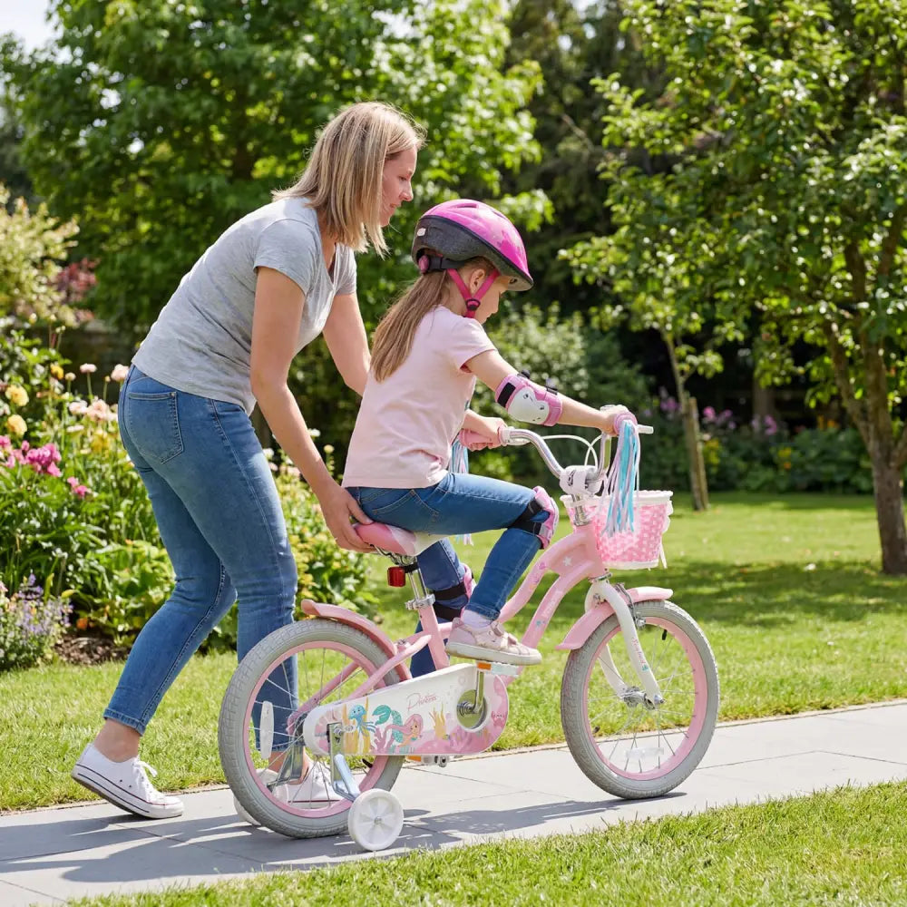 16 Inch Kids Bike Adjustable with Basket and Streamers for Girls Aged 4-7 Years Old Pink - Pink - Kids Bike