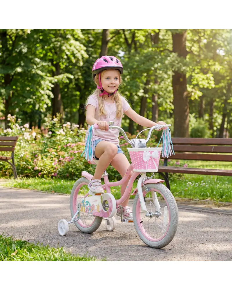 16 Inch Kids Bike Adjustable with Basket and Streamers for Girls Aged 4-7 Years Old Pink - Pink - Kids Bike