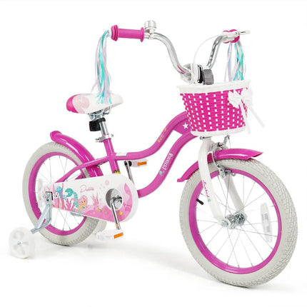 16-Inch Kids Bike Adjustable with Basket and Streamers Rose Red - Princess of the Sea Theme - Rose Red - Kids Bike