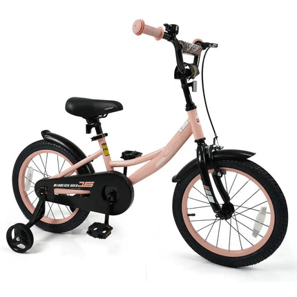 16 Inch Kids Bike Adjustable with Removable Training Wheels Pink for 3 - 8 Years Old - Oasis Home Essentials