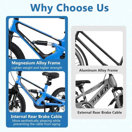16 Inch Kids Bike Adjustable with Shock Absorber and Bell for Aged 4 to 7 - 16 inches - Oasis Home Essentials