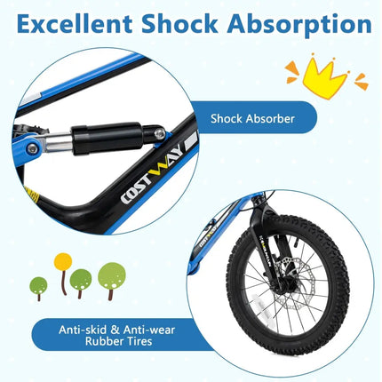 16 Inch Kids Bike Adjustable with Shock Absorber and Bell for Aged 4 to 7 - 16 inches - Oasis Home Essentials