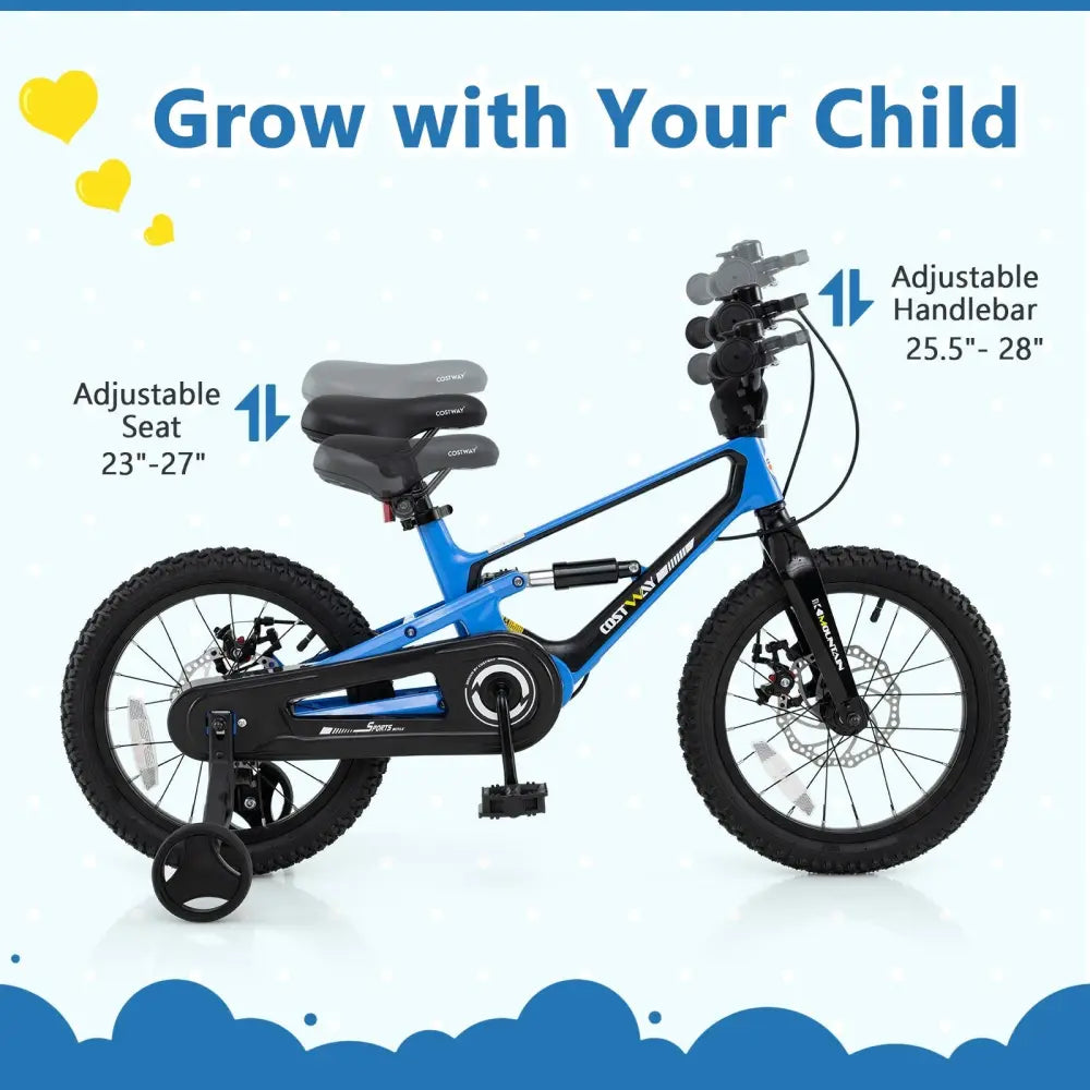 16 Inch Kids Bike Adjustable with Shock Absorber and Bell for Aged 4 to 7 - 16 inches - Oasis Home Essentials