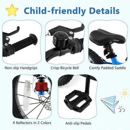 16 Inch Kids Bike Adjustable with Shock Absorber and Bell for Aged 4 to 7 - 16 inches - Oasis Home Essentials