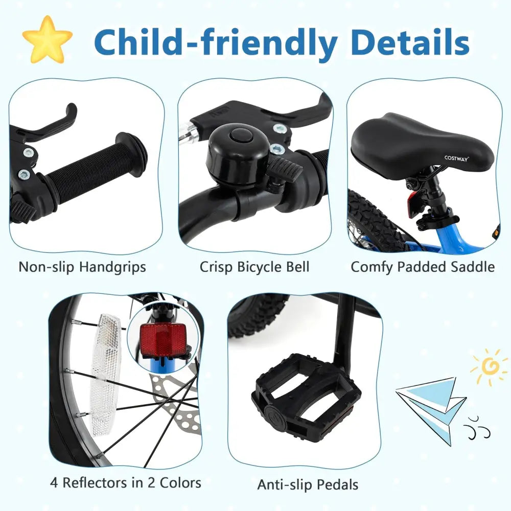 16 Inch Kids Bike Adjustable with Shock Absorber and Bell for Aged 4 to 7 - 16 inches - Oasis Home Essentials