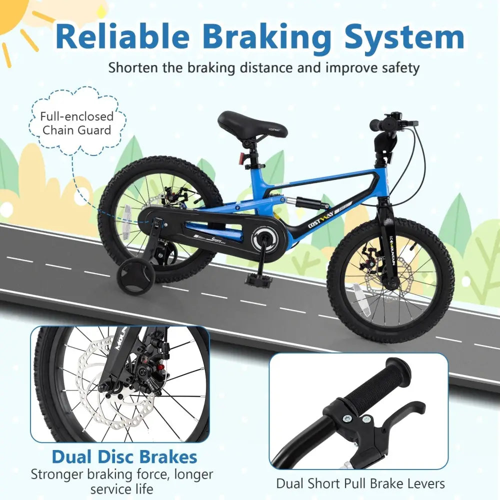 16 Inch Kids Bike Adjustable with Shock Absorber and Bell for Aged 4 to 7 - 16 inches - Oasis Home Essentials