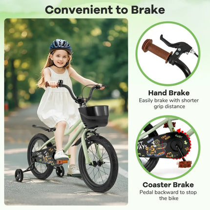 16 - Inch Kids Bike Adjustable with Training Wheels for 4 - 7 Years Old - Oasis Home Essentials