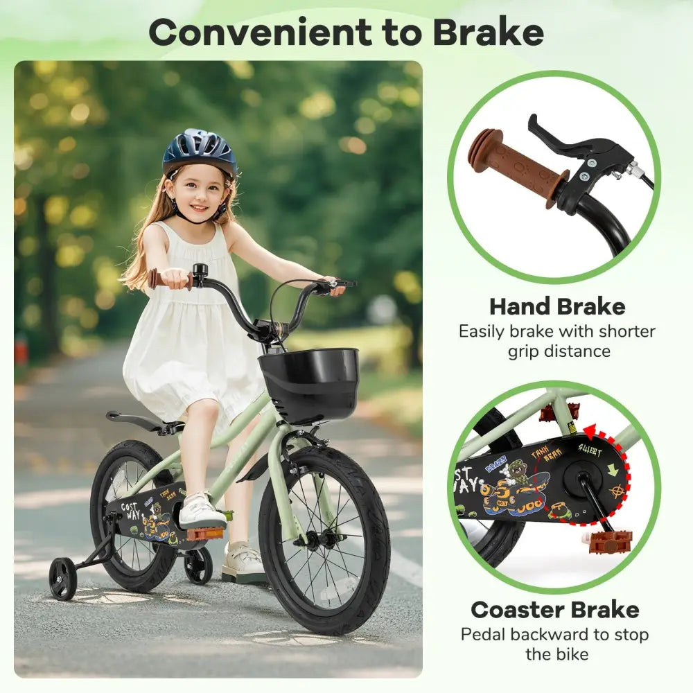 16 - Inch Kids Bike Adjustable with Training Wheels for 4 - 7 Years Old - Oasis Home Essentials