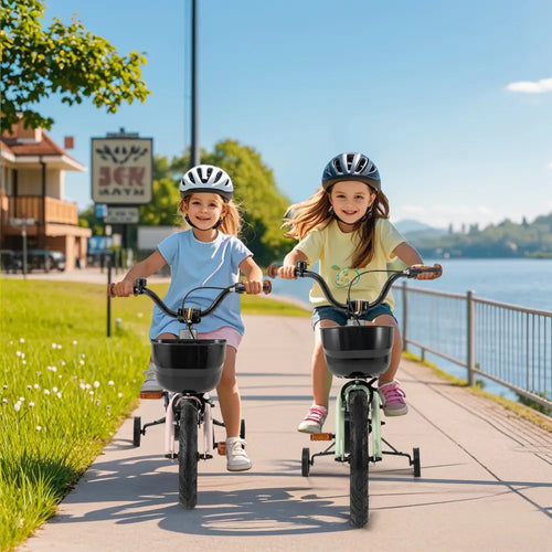 16-Inch Kids Bike Adjustable with Training Wheels for 4-7 Years Old - Green - Kids Bike
