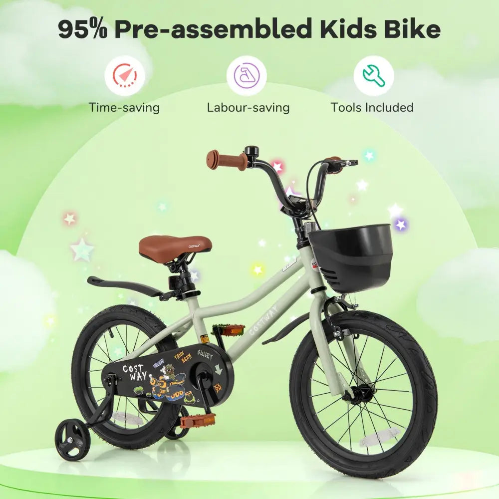 16 - Inch Kids Bike Adjustable with Training Wheels for 4 - 7 Years Old - Oasis Home Essentials
