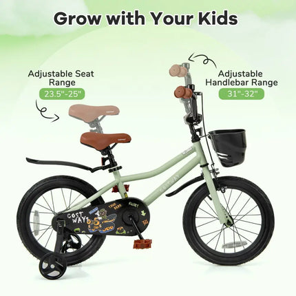16 - Inch Kids Bike Adjustable with Training Wheels for 4 - 7 Years Old - Oasis Home Essentials