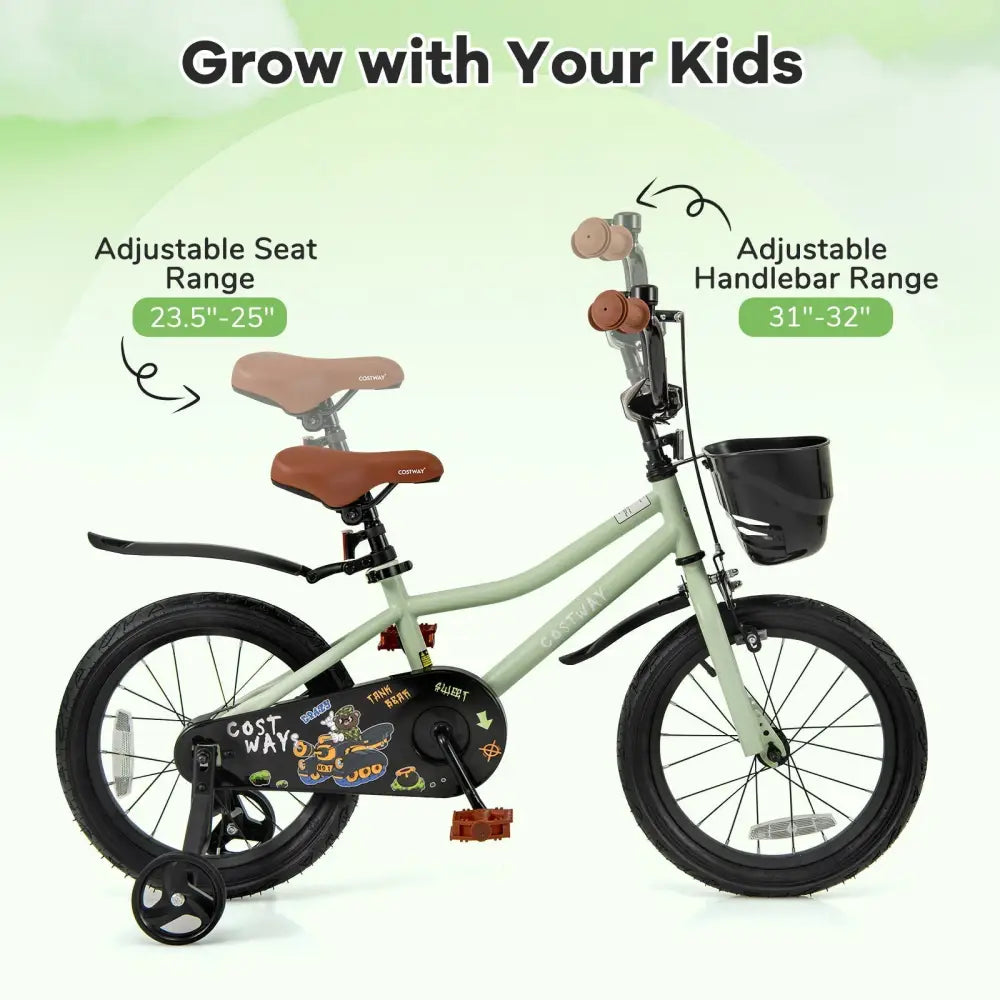 16 - Inch Kids Bike Adjustable with Training Wheels for 4 - 7 Years Old - Oasis Home Essentials