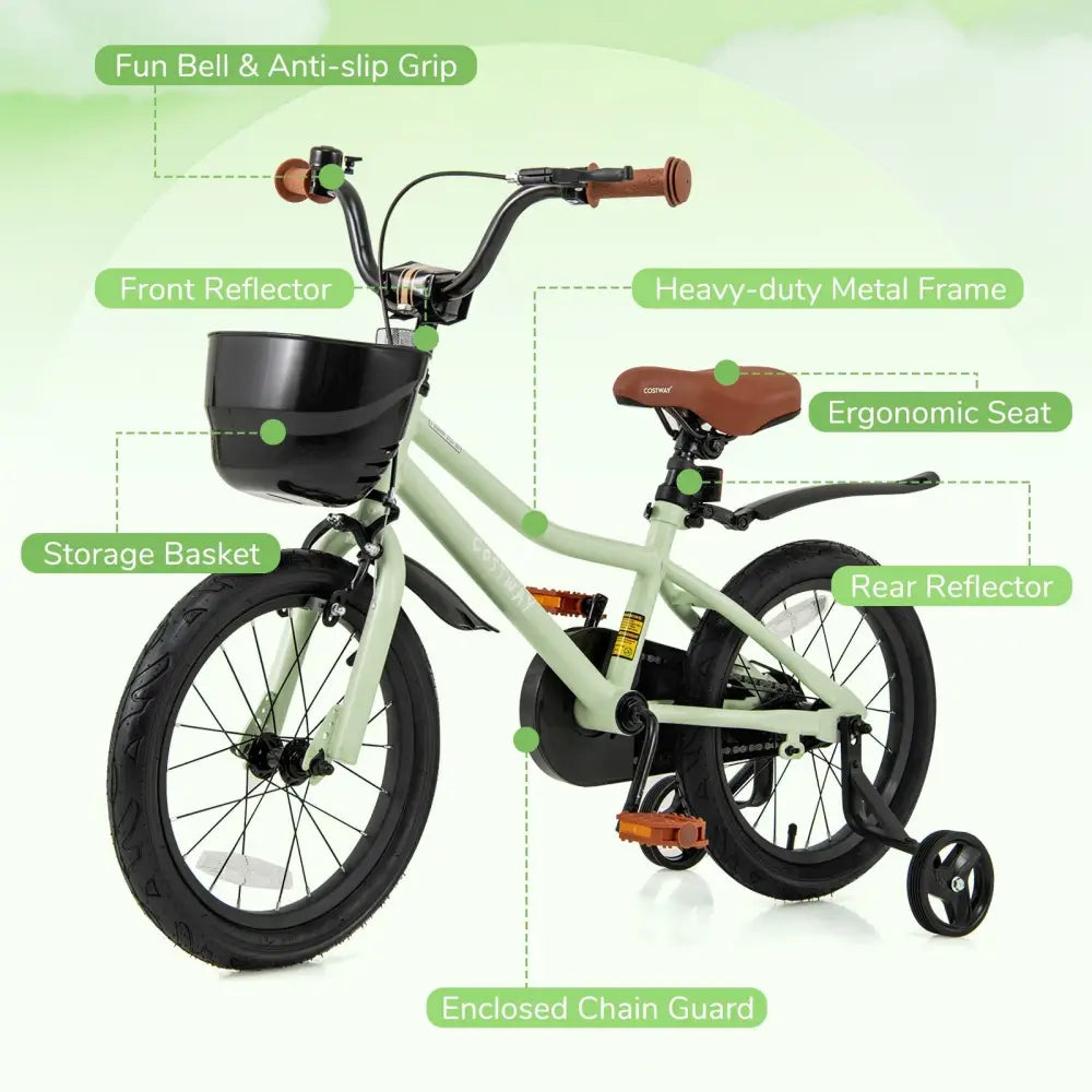 16 - Inch Kids Bike Adjustable with Training Wheels for 4 - 7 Years Old - Oasis Home Essentials