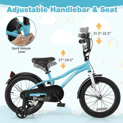 16 - Inch Kids Bike for 4 - 7 Years Old Children Bicycle with Training Wheels - Oasis Home Essentials