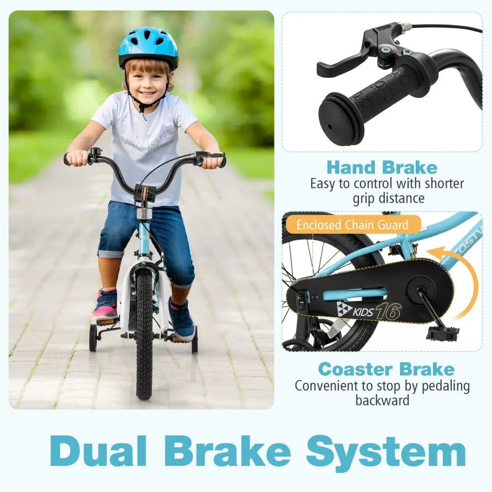 16 - Inch Kids Bike for 4 - 7 Years Old Children Bicycle with Training Wheels - Oasis Home Essentials