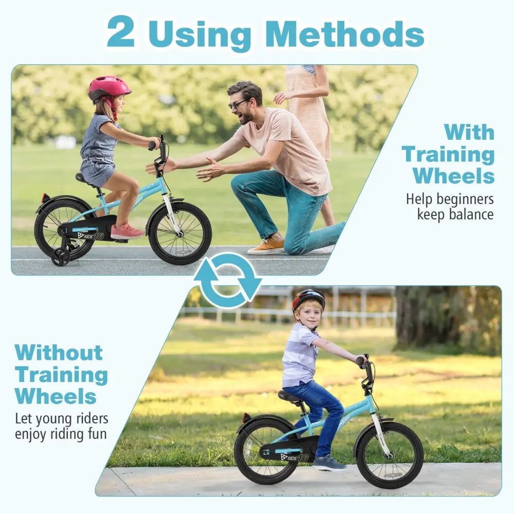 16 - Inch Kids Bike for 4 - 7 Years Old Children Bicycle with Training Wheels - Oasis Home Essentials