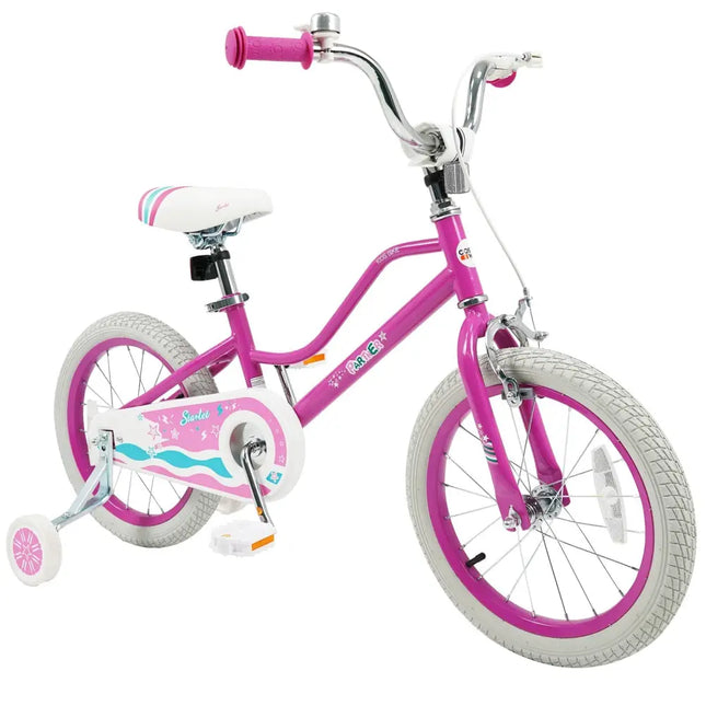 16 Inch Kids Bike for Aged 3 - 8 Years Old with Adjustable Handlebar Pink - Starlight Wave - Oasis Home Essentials