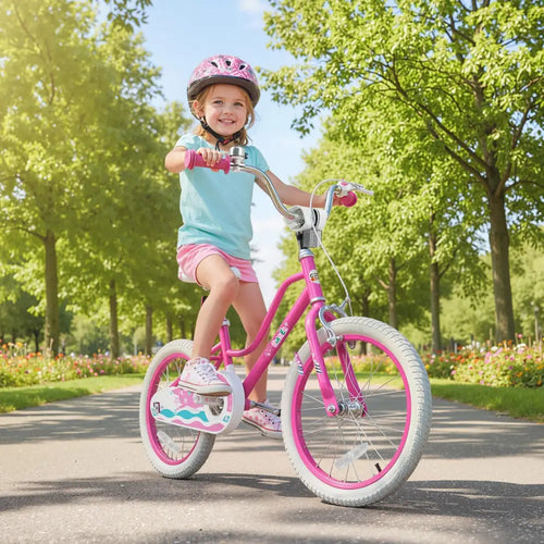 16 Inch Kids Bike for Aged 3-8 Years Old with Adjustable Handlebar Pink- Starlight Wave - Pink - Kids Bike