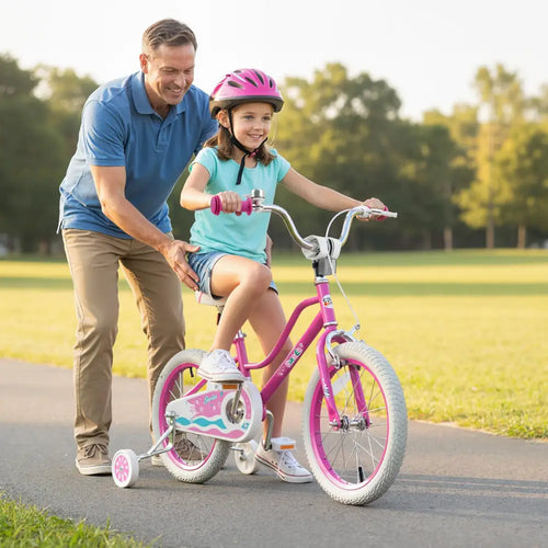 16 Inch Kids Bike for Aged 3-8 Years Old with Adjustable Handlebar Pink- Starlight Wave - Pink - Kids Bike