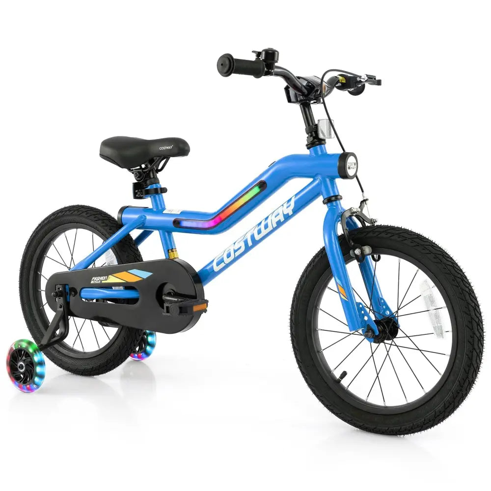 16 Inch Kids Bike LED Lighted Adjustable with Training Wheels for 4 - 7 Years Old Kids - 16 inches - Oasis Home Essentials