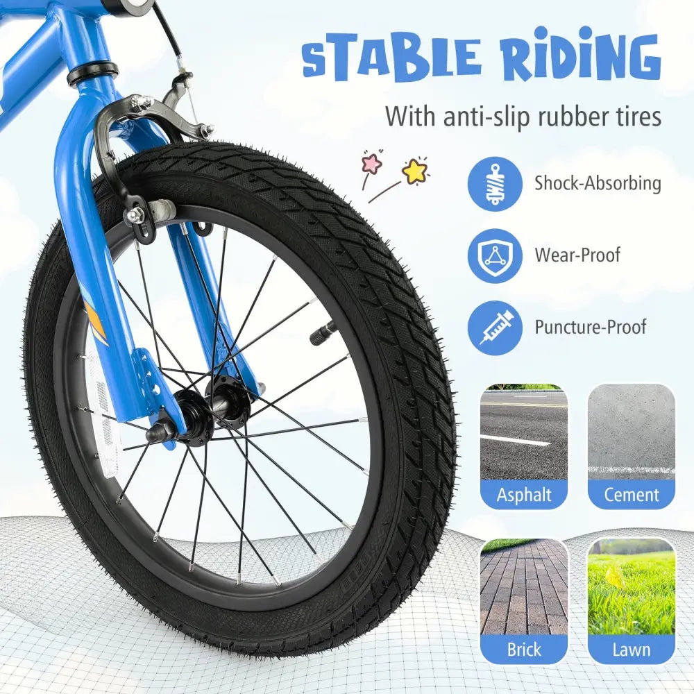 16 Inch Kids Bike LED Lighted Adjustable with Training Wheels for 4 - 7 Years Old Kids - 16 inches - Oasis Home Essentials