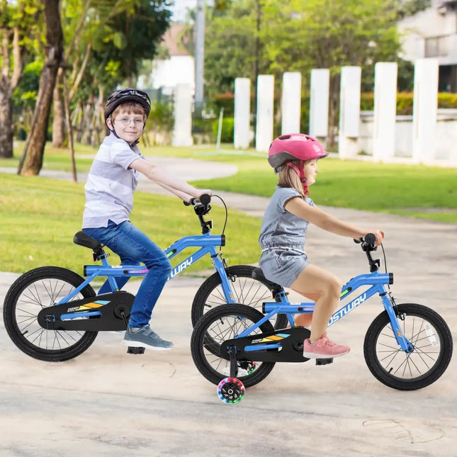 16 Inch Kids Bike LED Lighted Adjustable with Training Wheels for 4 - 7 Years Old Kids - 16 inches - Oasis Home Essentials