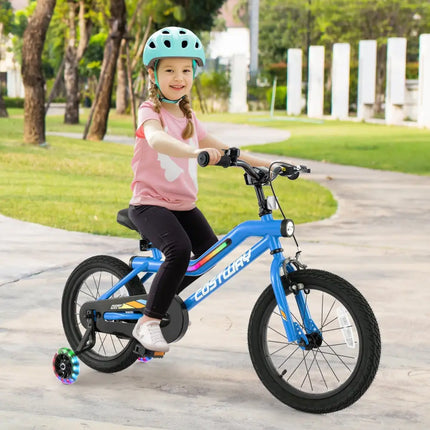 16 Inch Kids Bike LED Lighted Adjustable with Training Wheels for 4 - 7 Years Old Kids - 16 inches - Oasis Home Essentials