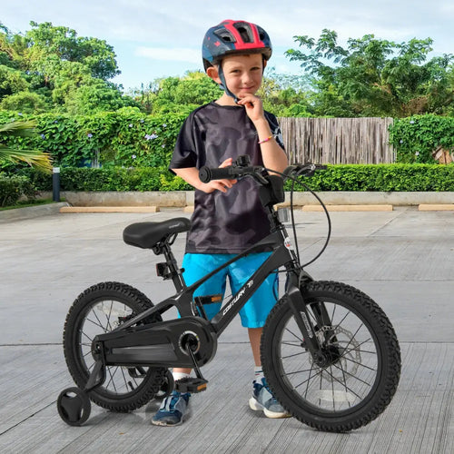 16 Inch Kids Bike Lightweight with 2 Removable Training Wheels for Aged 4-7-16 inches - Black - Kids Bike